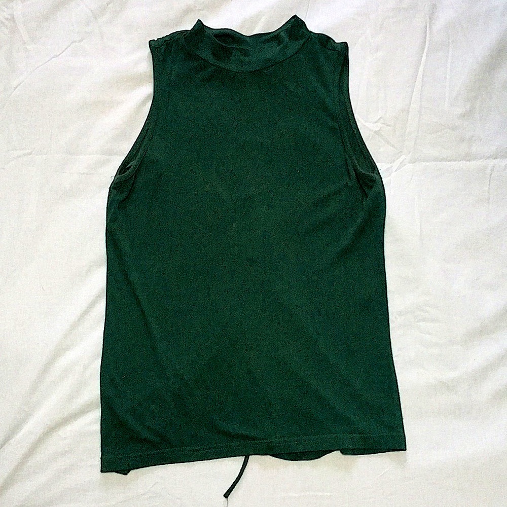 Green strapless Rayon blouse. Backless